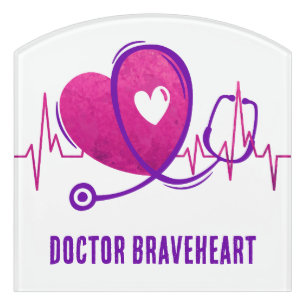 Heart Curve With Medical Stethoscope 2 Door Sign
