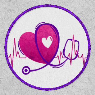 Heart Curve With Medical Stethoscope 2 Patch
