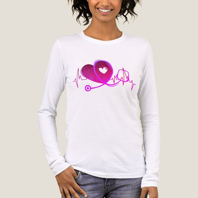 Heart Curve With Medical Stethoscope 3 Tri-Blend Shirt (Front)