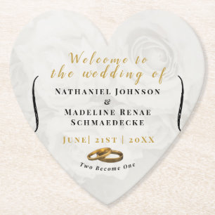Heart Custom Paper Coaster Wedding Table Chic