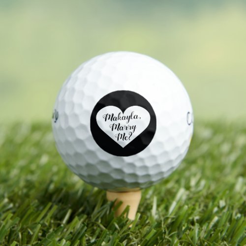 Heart Custom Will You Marry Me Proposal Golf Balls
