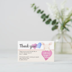 Heart Cute Baby Bunny Rabbit Thank You Enclosure Card | Zazzle
