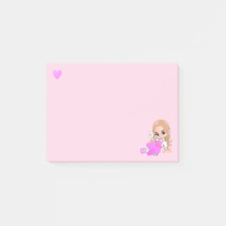 Heart & Cute Fairy with Daisy on Light Pink