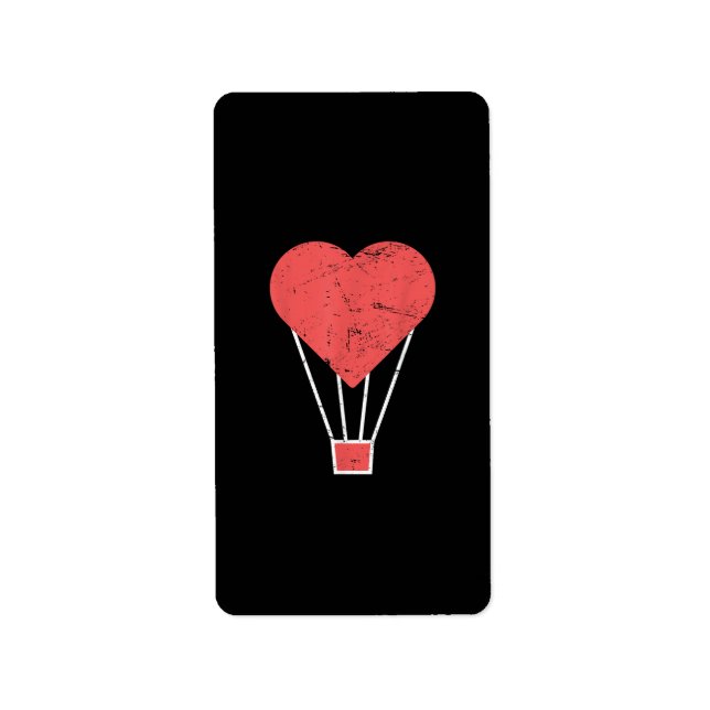 Heart  Cute Hot Air Balloon Label (Front)