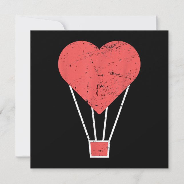 Heart  Cute Hot Air Balloon Save The Date (Front)