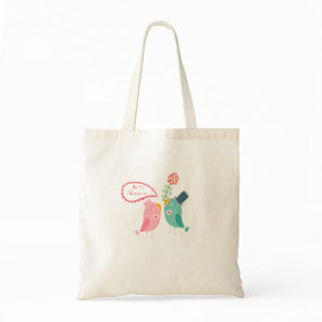 Heart & Cute Love Birds Be My Valentine Tote Bag