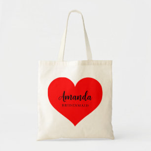Heart Cute Minimal Bridesmaid Tote Bag