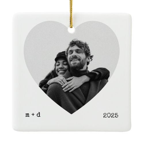 Heart Cutout Photo Ornament – Minimal B&amp;W