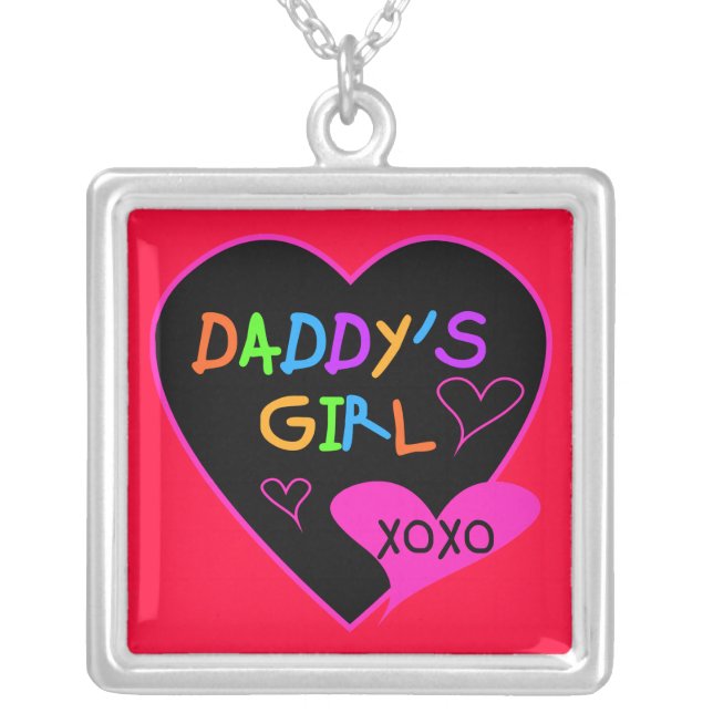 Heart Daddy's Girl T Shirts and Gifts Silver Plated Necklace (Front)