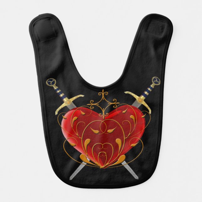 Heart & Daggers Baby Bib (Front)