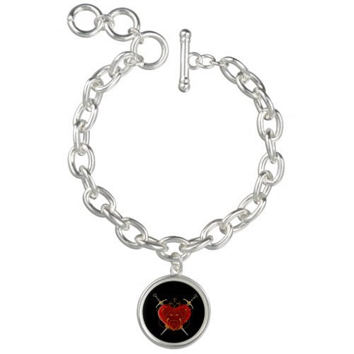 Heart  Daggers Charm Bracelet