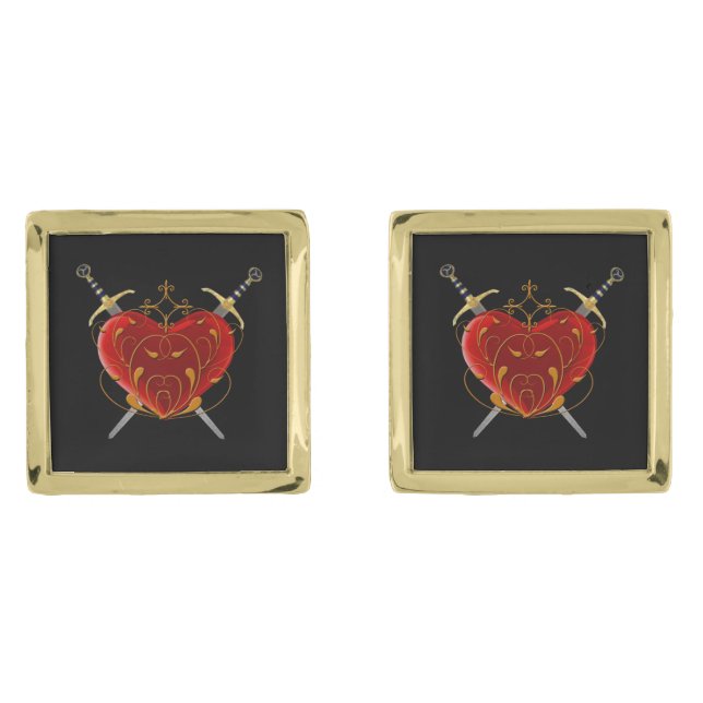 Heart & Daggers Cufflinks (Front)