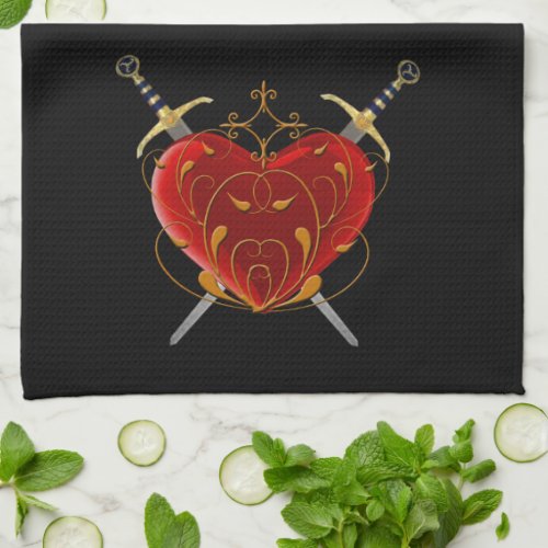 Heart  Daggers Kitchen Towel