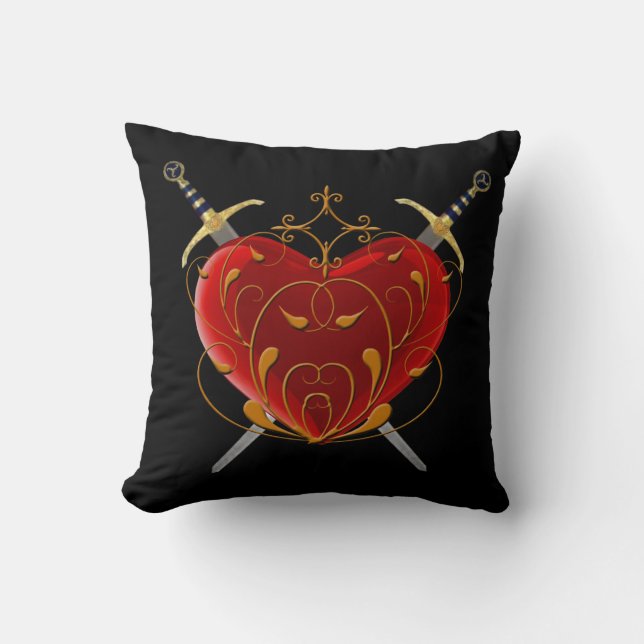 Heart & Daggers Reversible Pillow (Front)
