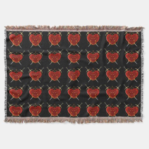 Heart  Daggers Throw Blanket