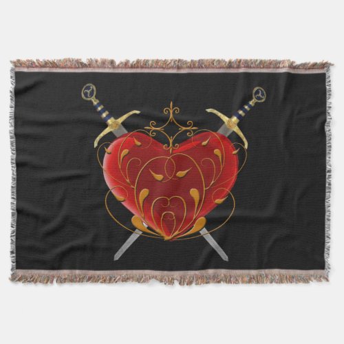 Heart  Daggers Throw Blanket