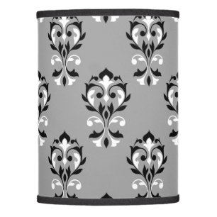 Heart Damask Ptn Black & White on Grey Lamp Shade