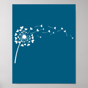 Heart Dandelion Flower Love Cute Valentines Day Wo Poster