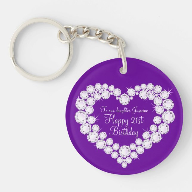 Heart daughter 21st birthday gift  keychain (Front)