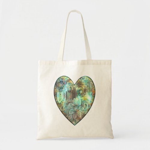 Heart decoration in oriental style tote bag