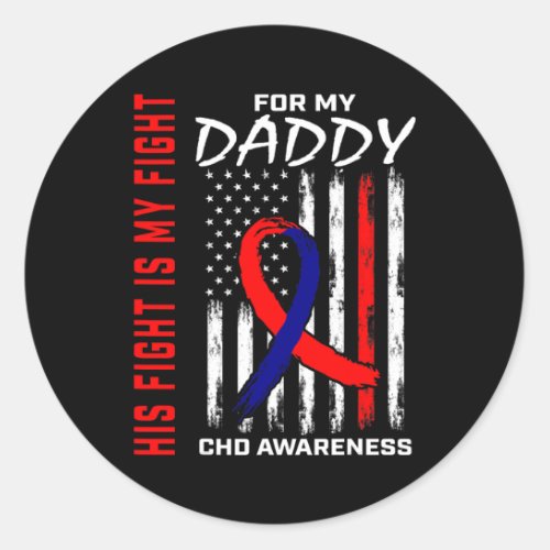 Heart Defect Chd Awareness Daddy American Flag  Classic Round Sticker