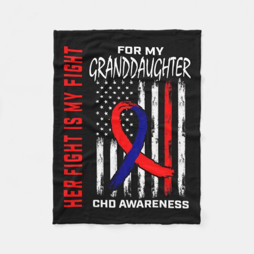 Heart Defect Chd Awareness Granddaughter Usa Flag  Fleece Blanket