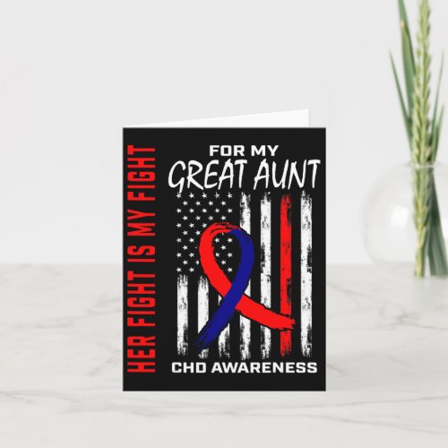 Heart Defect Chd Awareness Great Aunt Usa Flag  Card