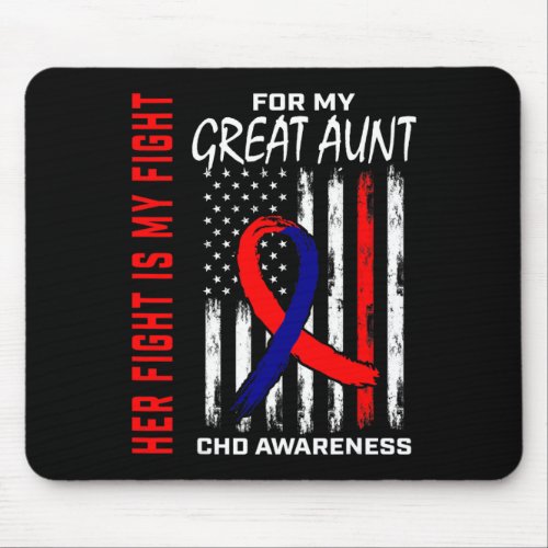 Heart Defect Chd Awareness Great Aunt Usa Flag  Mouse Pad