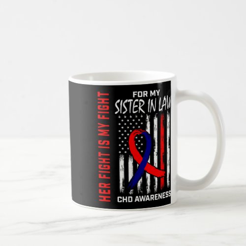 Heart Defect Chd Awareness Sister In Law Usa Flag  Coffee Mug