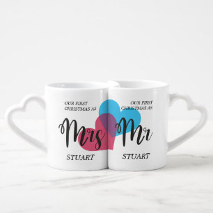 Heart Design for Couples Our First Christmas as Coffee Mug Set