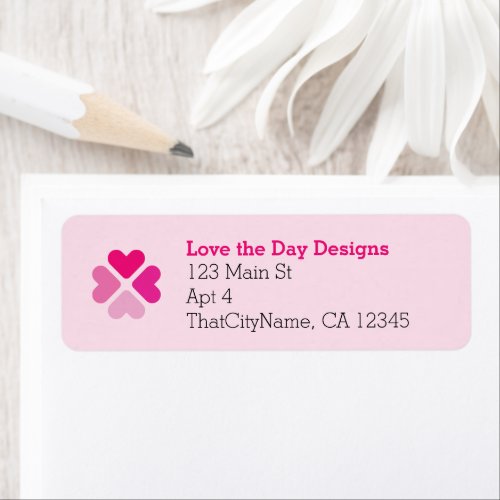 Heart Design in Shades of Pink Four_leaf Clover Label
