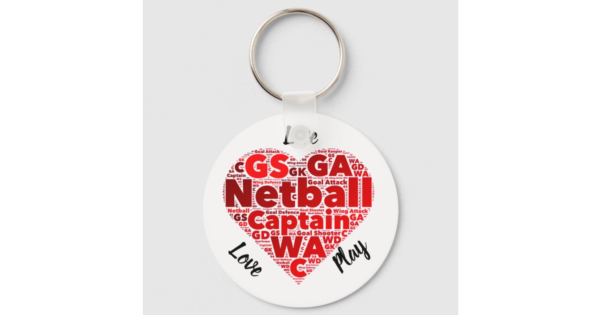 Heart Design Inspirational Netball Captain Keychain | Zazzle