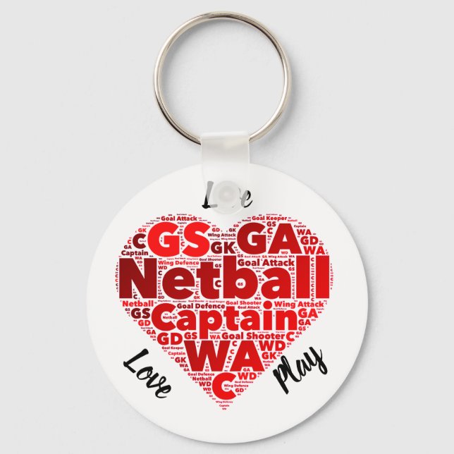 Heart Design Inspirational Netball Captain Keychain (Front)