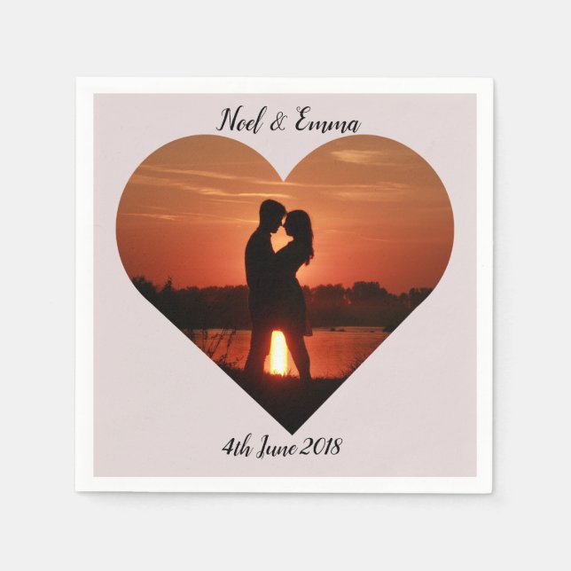 Heart Design Personalized Photo Paper Napkins (Front)