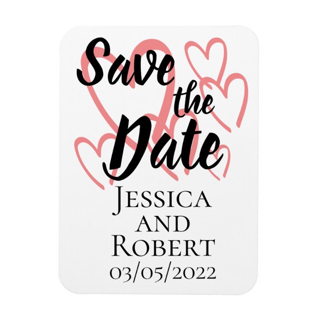 Heart design save the date magnet (Vertical)