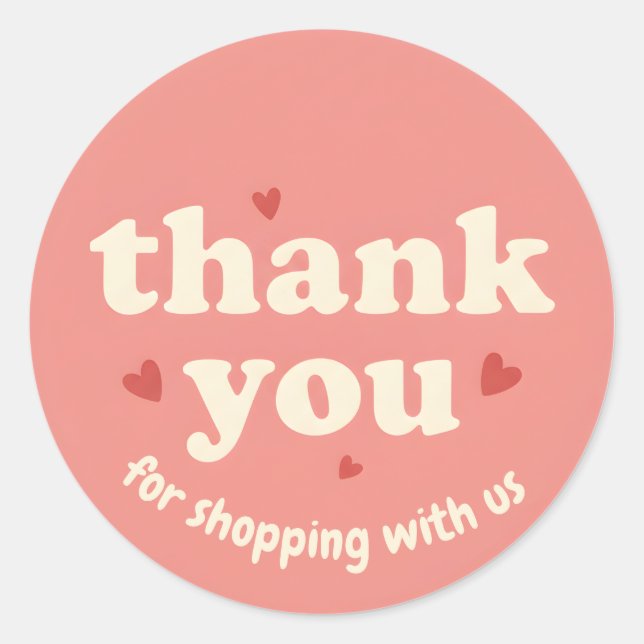 Heart Design Thank You Business Sticker (Front)