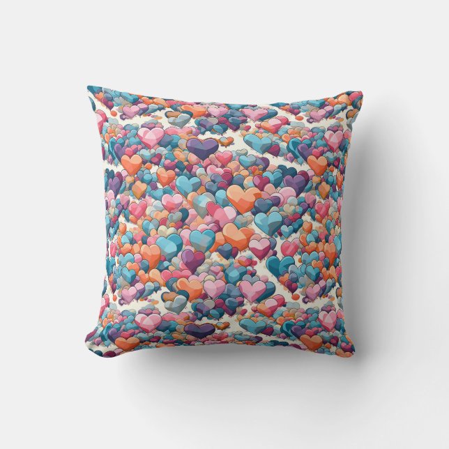 Heart Design Throw Pillow (Front)