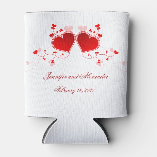 Heart Design Wedding Favor Can Coolers (Front)