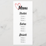 Heart design wedding menu<br><div class="desc">Celebrate your big day with this cute menu!</div>