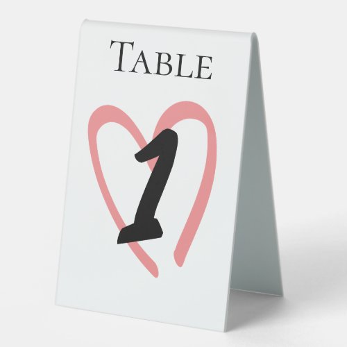 Heart design wedding  table tent sign