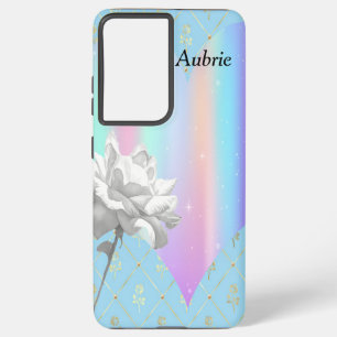 Heart Design with White Rose for Galaxy S21+ Case