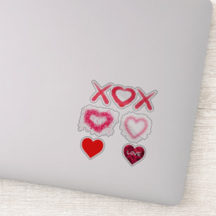Heart designs xox red valentine pattern sticker