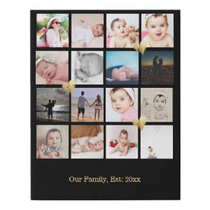 Heart Detail 16 Photo Family Custom Personalized Faux Canvas Print
