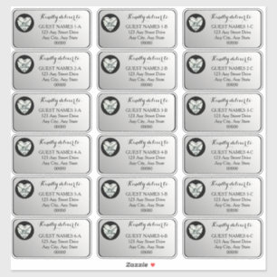 Heart Diamond Silver Wedding Guest Address Sticke Sticker