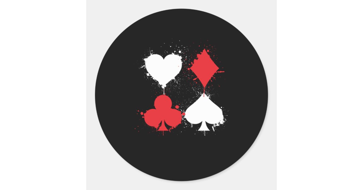 Heart Diamond Spades Clubs Cardgame Symbols Cards Classic Round Sticker ...