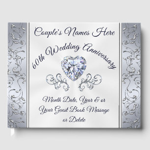 Heart Diamond Wedding Anniversary Guest Book