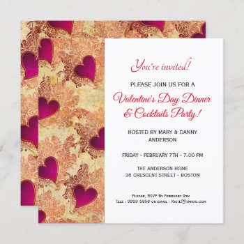 Heart Dinner & Cocktails Valentine's Day Invite by visionsoflife at Zazzle