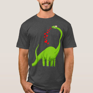 Heart Dinosaur Brachiosaurus Cute Valentines Day T-Shirt
