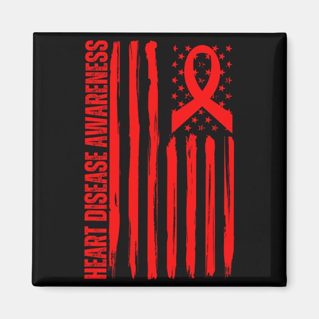 Heart Disease Awareness American Flag Chd Congenit Magnet (Front)
