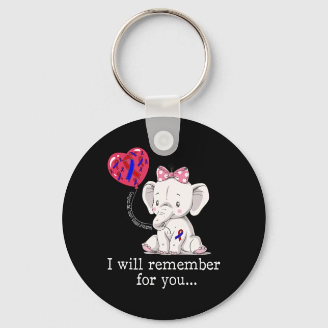Heart Disease Awareness Elephant  Keychain (Front)